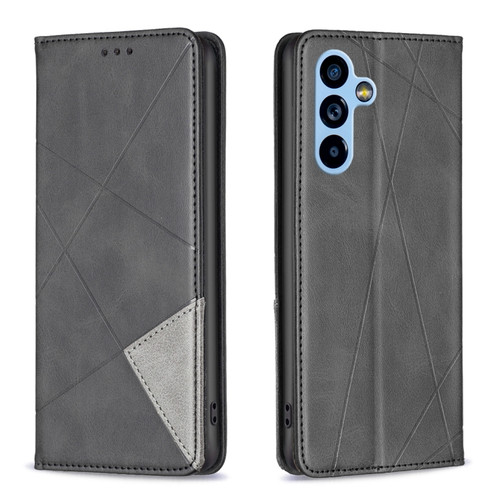 Samsung Galaxy A54 5G Prismatic Invisible Magnetic Leather Phone Case - Black