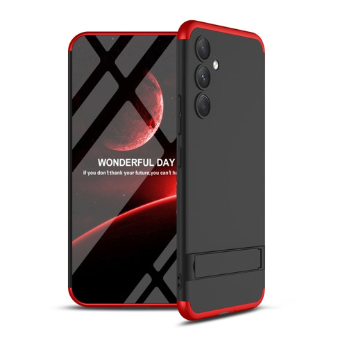 Samsung Galaxy A54 5G GKK Three Stage Splicing Full Coverage PC Phone Case with Stand - Black Red