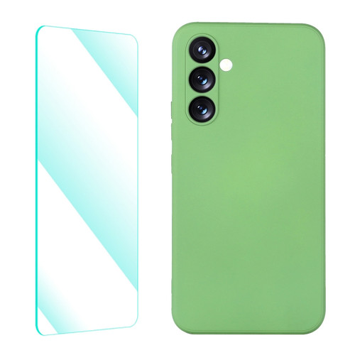 Samsung Galaxy A54 5G ENKAY Liquid Silicone Phone Case with Tempered Film - Light Green