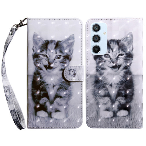 Samsung Galaxy A54 5G 3D Painted Leather Phone Case - Smiley Cat