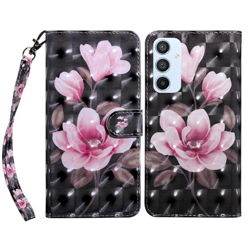 Samsung Galaxy A54 5G 3D Painted Leather Phone Case - Pink Flower