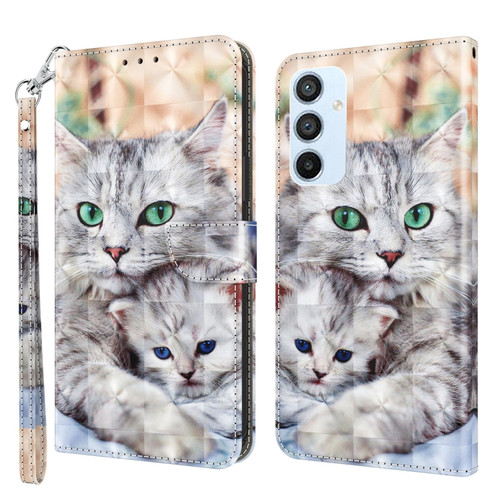 Samsung Galaxy A54 5G 3D Painted Leather Phone Case - Two Loving Cats