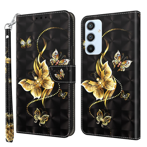 Samsung Galaxy A54 5G 3D Painted Leather Phone Case - Golden Swallow Butterfly