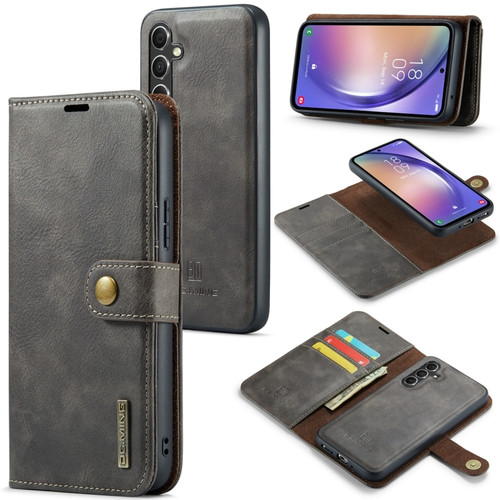 Samsung Galaxy A54 5G DG.MING Crazy Horse Texture Detachable Magnetic Leather Case - Grey