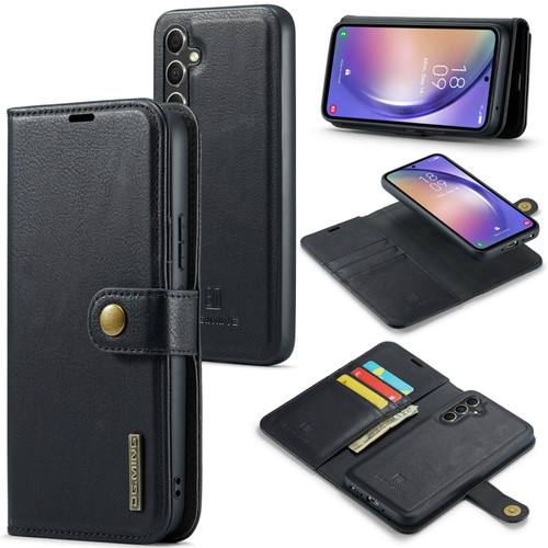 Samsung Galaxy A54 5G DG.MING Crazy Horse Texture Detachable Magnetic Leather Case - Black