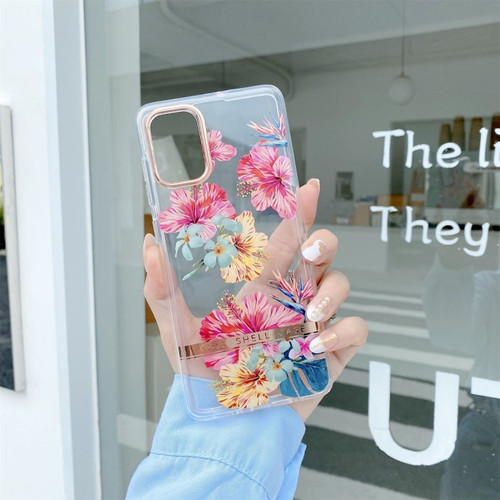 Samsung Galaxy A54 5G High Translucent Electroplating Flower Pattern TPU + PC Phone Case - Hibiscus