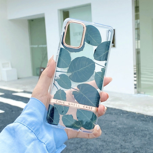 Samsung Galaxy A54 5G High Translucent Electroplating Flower Pattern TPU + PC Phone Case - Banana Leaf