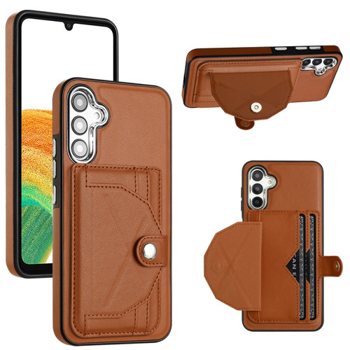 Samsung Galaxy A54 5G Shockproof Leather Phone Case with Card Holder - Brown