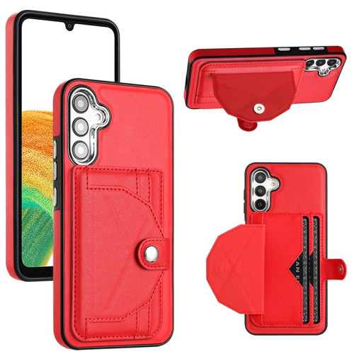 Samsung Galaxy A54 5G Shockproof Leather Phone Case with Card Holder - Red