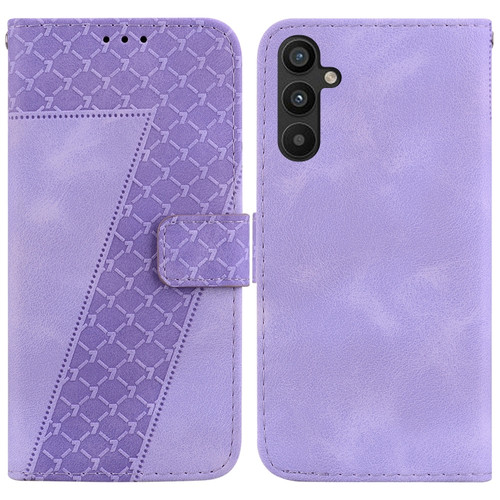 Samsung Galaxy A54 5G 7-shaped Embossed Leather Phone Case - Purple