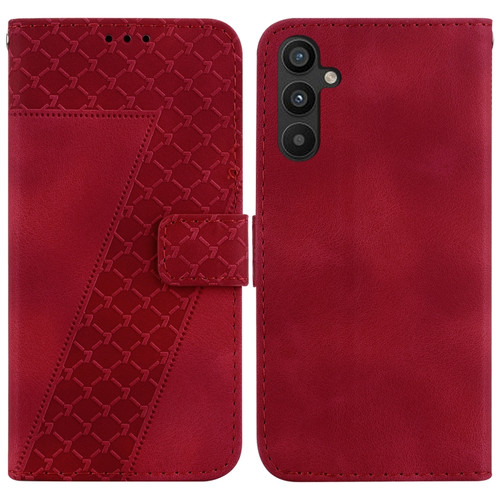 Samsung Galaxy A54 5G 7-shaped Embossed Leather Phone Case - Red
