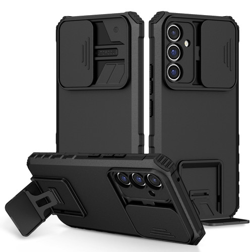 Samsung Galaxy A54 5G Stereoscopic Holder Sliding Camshield Phone Case - Black