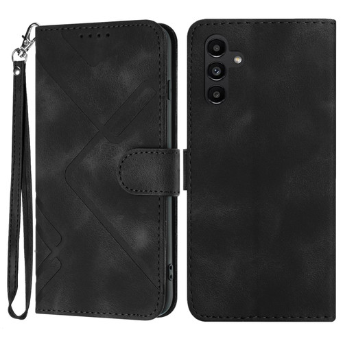 Samsung Galaxy A54 5G Line Pattern Skin Feel Leather Phone Case - Black