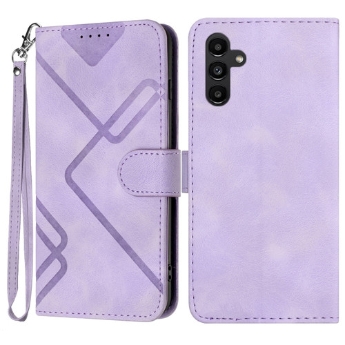 Samsung Galaxy A54 5G Line Pattern Skin Feel Leather Phone Case - Light Purple