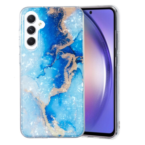 Samsung Galaxy A54 5G IMD Shell Pattern TPU Phone Case - Blue Gold Marble