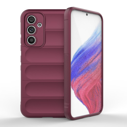 Samsung Galaxy A54 5G Magic Shield TPU + Flannel Phone Case - Wine Red