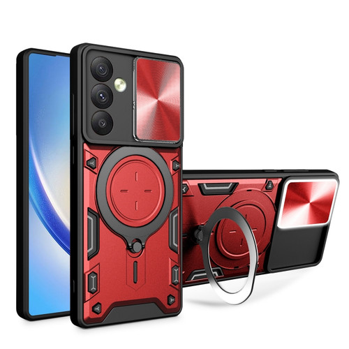 Samsung Galaxy A54 5G CD Texture Sliding Camshield Magnetic Holder Phone Case - Red