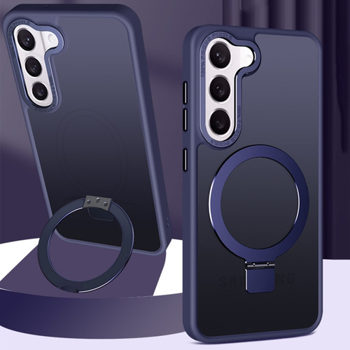 Samsung Galaxy S23 Ultra 5G Skin Feel MagSafe Magnetic Holder Phone Case - Dark Blue