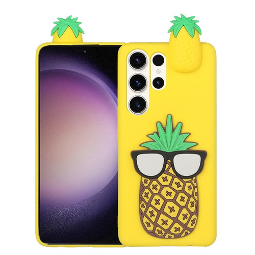 Samsung Galaxy S23 Ultra 5G 3D Lying Cartoon TPU Shockproof Phone Case - Pineapple