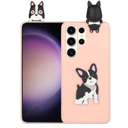 Samsung Galaxy S23 Ultra 5G 3D Lying Cartoon TPU Shockproof Phone Case - Cute Dog