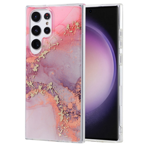 Samsung Galaxy S23 Ultra 5G Coloured Glaze Marble Phone Case - Pink Grey