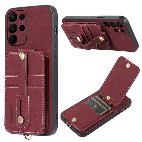 Samsung Galaxy S23 Ultra 5G ABEEL Litchi Texture Card Bag PU Phone Case - Purple