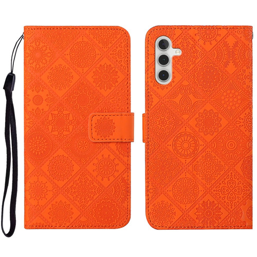 Samsung Galaxy A14 5G Ethnic Style Embossed Pattern Leather Phone Case - Orange