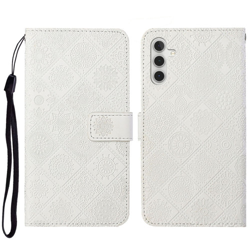 Samsung Galaxy A14 5G Ethnic Style Embossed Pattern Leather Phone Case - White