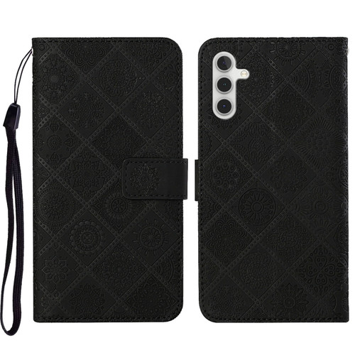 Samsung Galaxy A14 5G Ethnic Style Embossed Pattern Leather Phone Case - Black