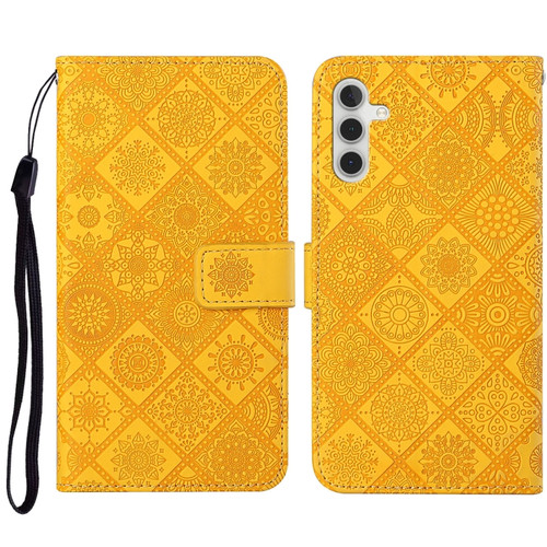 Samsung Galaxy A14 5G Ethnic Style Embossed Pattern Leather Phone Case - Yellow