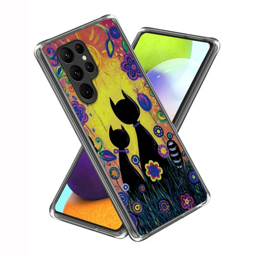 Samsung Galaxy S23 Ultra 5G Colored Drawing Clear TPU Phone Protective Case - Graffiti Cat