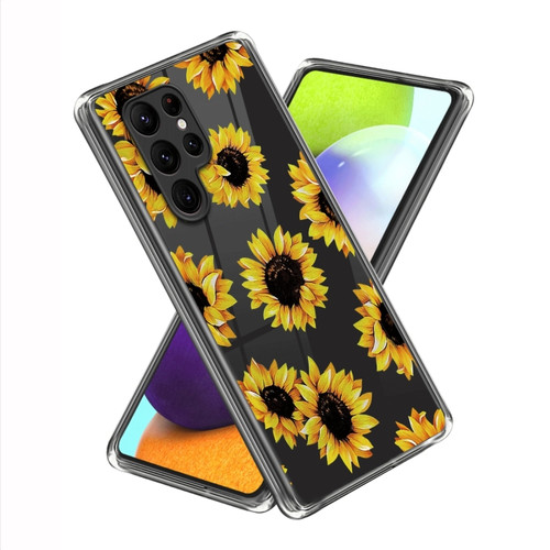 Samsung Galaxy S23 Ultra 5G Colored Drawing Clear TPU Phone Protective Case - Sunflowers