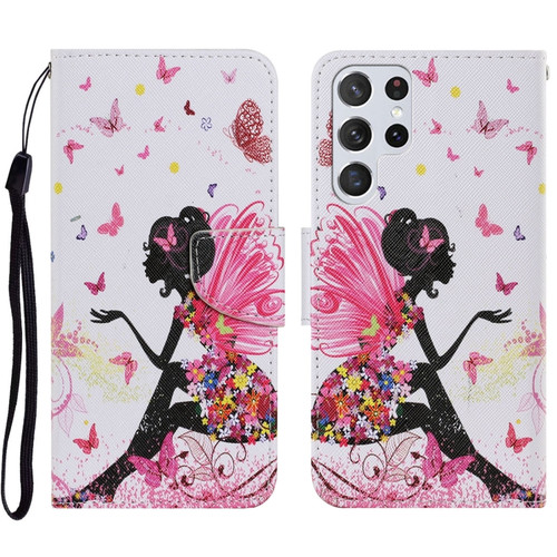 Samsung Galaxy S23 Ultra 5G Colored Drawing Pattern Leather Phone Case - Dancing Girl