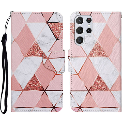 Samsung Galaxy S23 Ultra 5G Colored Drawing Pattern Leather Phone Case - Marble