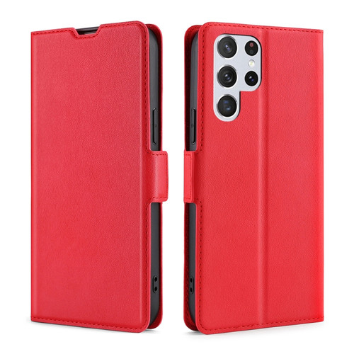 Samsung Galaxy S23 Ultra Ultra-thin Voltage Side Buckle Horizontal Flip Leather Phone Case - Red
