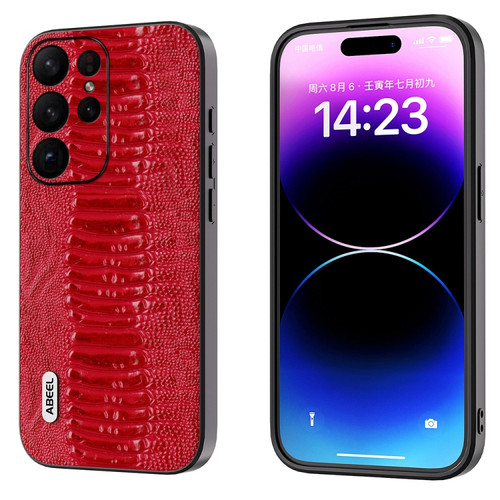 Samsung Galaxy S23 Ultra 5G ABEEL Genuine Leather Weilai Series Phone Case - Red