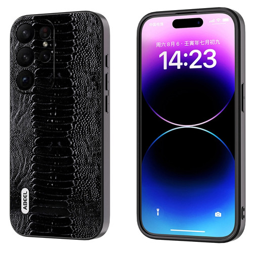 Samsung Galaxy S23 Ultra 5G ABEEL Genuine Leather Weilai Series Phone Case - Black