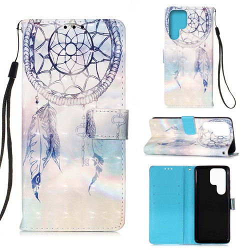 Samsung Galaxy S23 Ultra 5G 3D Painting Horizontal Flip Leather Phone Case - Dream Wind Chimes