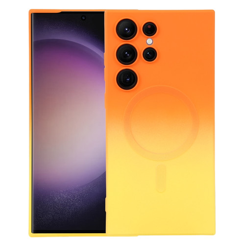 Samsung Galaxy S23 Ultra 5G Liquid TPU Silicone Gradient MagSafe Phone Case - Orange Yellow