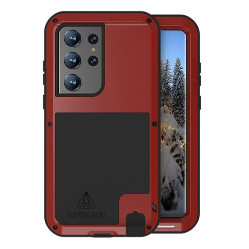 Samsung Galaxy S23 Ultra 5G LOVE MEI Metal Shockproof Life Waterproof Dustproof Phone Case - Red