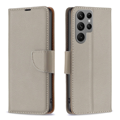 Samsung Galaxy S23 Ultra 5G Litchi Texture Pure Color Leather Phone Case - Grey