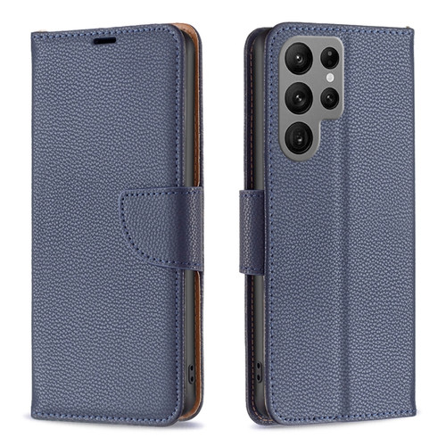 Samsung Galaxy S23 Ultra 5G Litchi Texture Pure Color Leather Phone Case - Blue