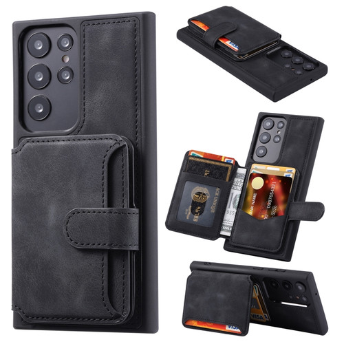 Samsung Galaxy S23 Ultra 5G Skin Feel Dream Anti-theft Brush Shockproof Portable Skin Card Bag Phone Case - Black