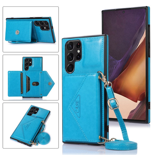Samsung Galaxy S23 Ultra 5G Cross-body Wallet Card Bag Leather Phone Case - Blue