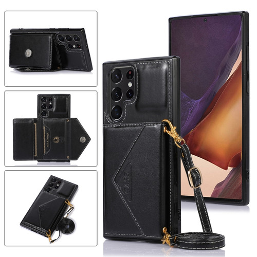 Samsung Galaxy S23 Ultra 5G Cross-body Wallet Card Bag Leather Phone Case - Black