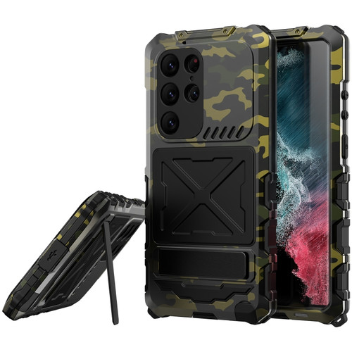 Samsung Galaxy S23 Ultra 5G R-JUST Life Waterproof Dustproof Shockproof Phone Case - Camouflage