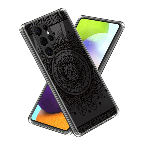 Samsung Galaxy S23 Ultra 5G Colored Drawing Clear TPU Phone Protective Case - Mandala