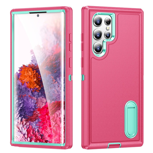 Samsung Galaxy S23 ultra 5G 3 in 1 Rugged Holder Phone Case - Pink+Blue