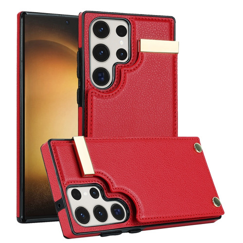 Samsung Galaxy S23 Ultra 5G Metal Buckle Card Slots Phone Case - Red