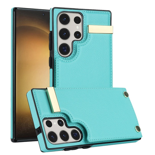 Samsung Galaxy S23 Ultra 5G Metal Buckle Card Slots Phone Case - Green